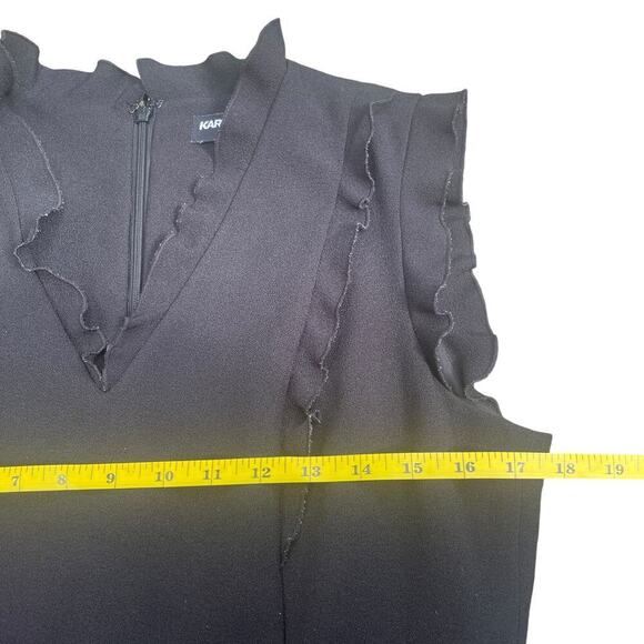 KARL LAGERFELD PARIS Black Ruffle Sleeveless Sheath Dress - Size 8 - Picture 8 of 16